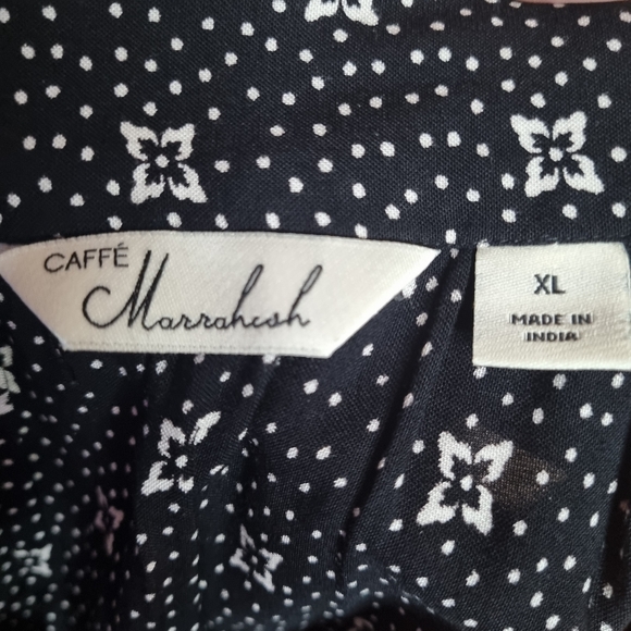 BOOCafe Marrakesh Womens Sz XL Top Black White Boho Flutter Sleeve Shirt NWT $54 - Picture 8 of 10